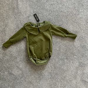 Kin + Kin Green Corduroy Long Sleeved Romper. Brand new with tags. Multiple size